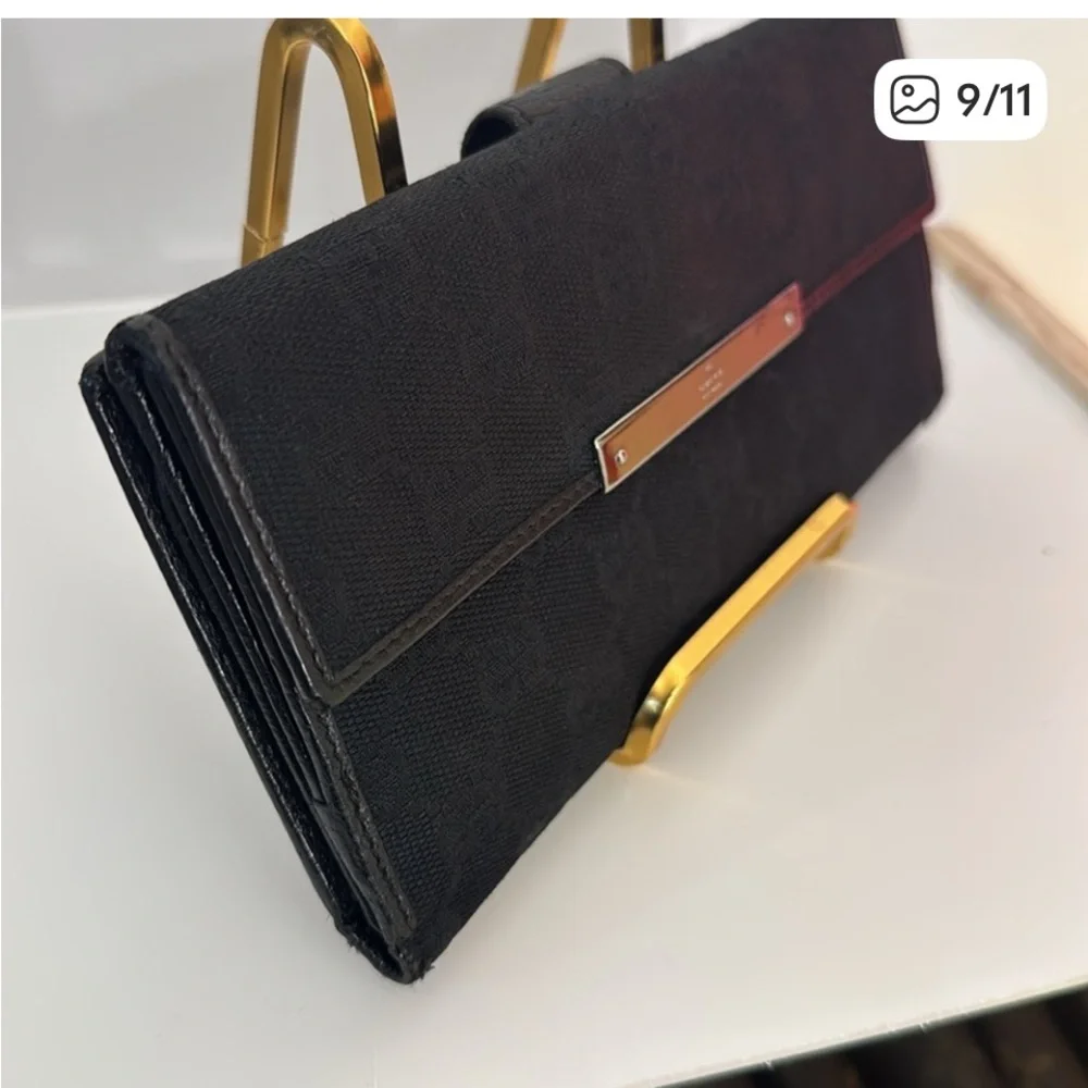 Gucci Black & Silver Monogram Wallet